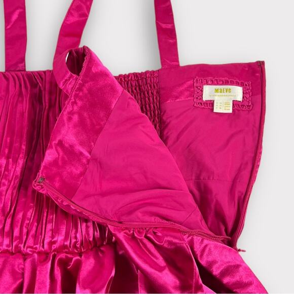 Maeve Bow-Tie Satin Mini Dress Hot Pink US 14 - Picture 11 of 13